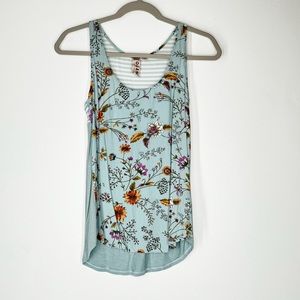 Dolan Tank Top Blue Floral and Stripes Women’s Size XS